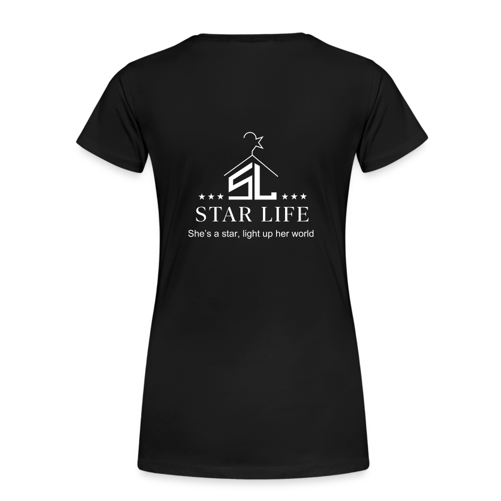 Women’s star life tee with printed back - black