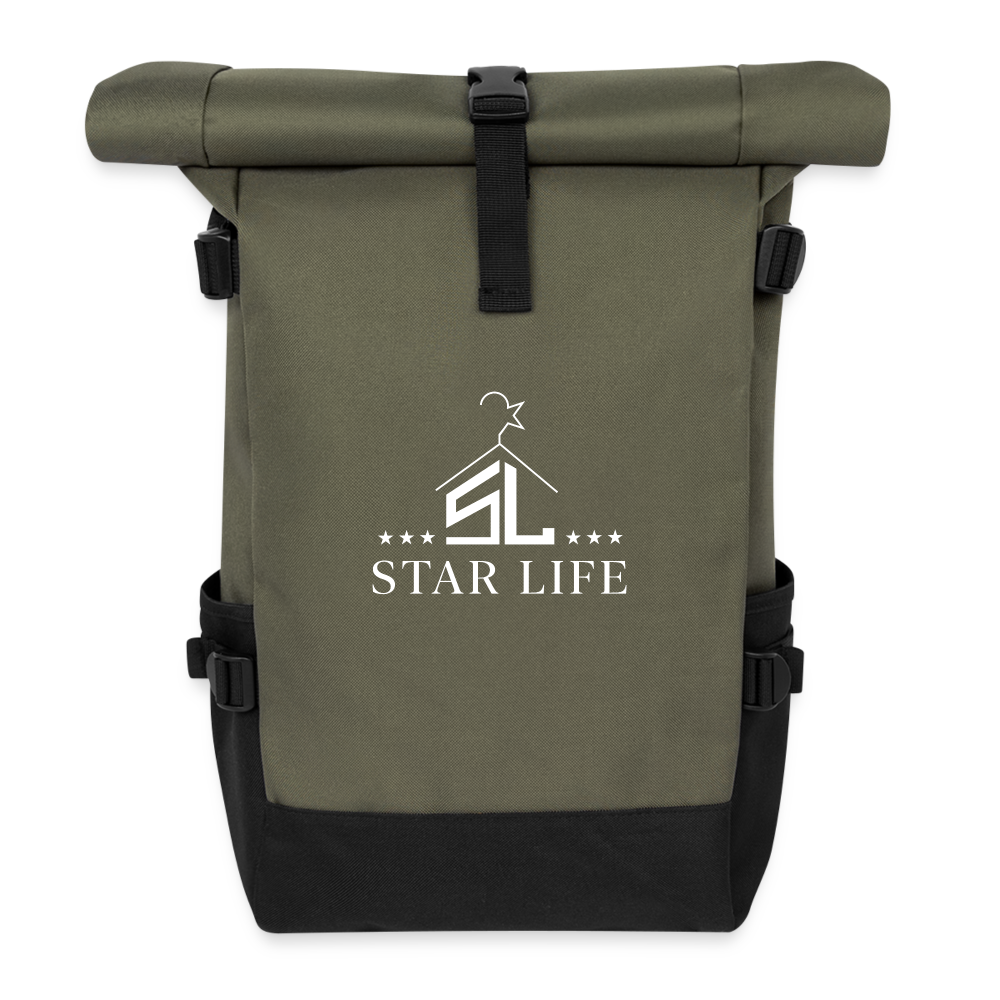 Roll Top Backpack - olive/black