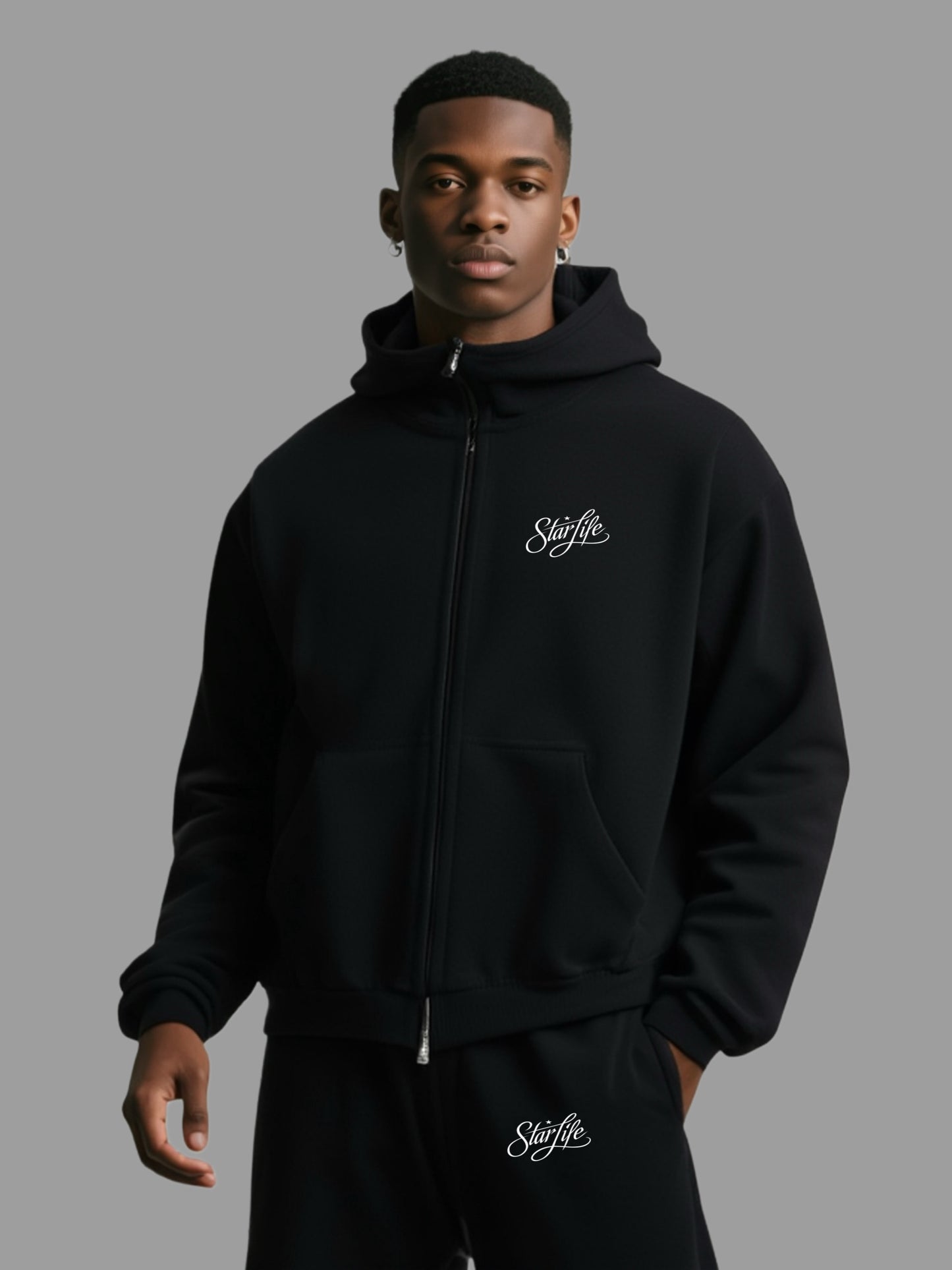 Star Life Signature Tracksuit – Black Over Sized hoodie