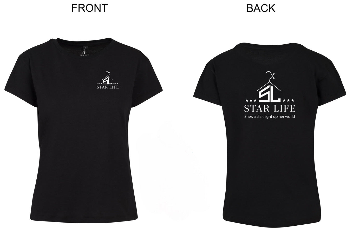 Women’s Star Life tee with printed back