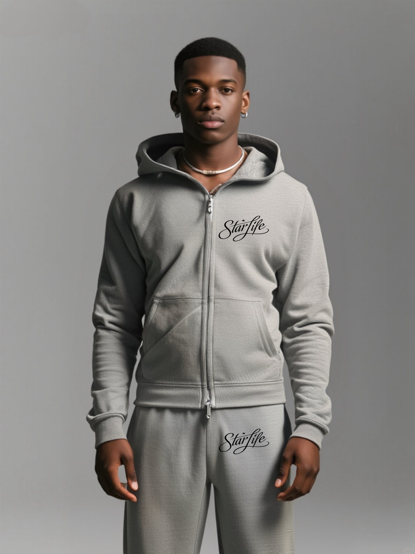 Star Life Premium Grey Tracksuit Oversized hoodie